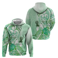 Aotearoa Maori Wahine Zip Hoodie Fantail Bird Green Gold Marble LT05 - Polynesian Pride