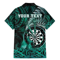 Personalised New Zealand Darts Family Matching Mermaid Dress and Hawaiian Shirt Maori Koru Dartboard Turquoise Flame LT05 - Polynesian Pride