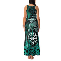 Personalised New Zealand Darts Family Matching Tank Maxi Dress and Hawaiian Shirt Maori Koru Dartboard Turquoise Flame LT05 - Polynesian Pride