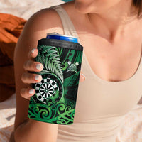 Personalised New Zealand Darts 4 in 1 Can Cooler Tumbler Maori Koru Dartboard Green Flame LT05 - Polynesian Pride
