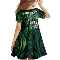 Personalised New Zealand Darts Family Matching Off Shoulder Maxi Dress and Hawaiian Shirt Maori Koru Dartboard Green Flame LT05 - Polynesian Pride