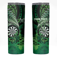 Personalised New Zealand Darts Skinny Tumbler Maori Koru Dartboard Green Flame LT05 Green - Polynesian Pride
