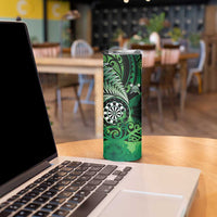 Personalised New Zealand Darts Skinny Tumbler Maori Koru Dartboard Green Flame LT05 - Polynesian Pride