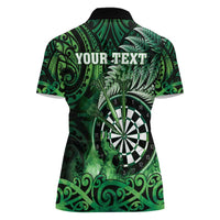 Personalised New Zealand Darts Women Polo Shirt Maori Koru Dartboard Green Flame LT05 - Polynesian Pride