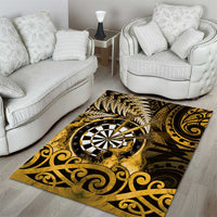 New Zealand Darts Area Rug Maori Koru Dartboard Gold Flame