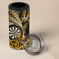 Personalised New Zealand Darts 4 in 1 Can Cooler Tumbler Maori Koru Dartboard Gold Flame LT05 - Polynesian Pride