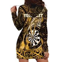 Personalised New Zealand Darts Hoodie Dress Maori Koru Dartboard Gold Flame LT05 - Polynesian Pride