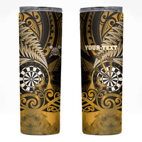 Personalised New Zealand Darts Skinny Tumbler Maori Koru Dartboard Gold Flame LT05 Gold - Polynesian Pride