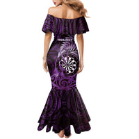 Personalised New Zealand Darts Mermaid Dress Maori Koru Dartboard Purple Flame LT05 - Polynesian Pride