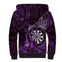 Personalised New Zealand Darts Sherpa Hoodie Maori Koru Dartboard Purple Flame LT05 - Polynesian Pride