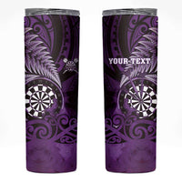 Personalised New Zealand Darts Skinny Tumbler Maori Koru Dartboard Purple Flame LT05 Purple - Polynesian Pride