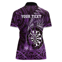 Personalised New Zealand Darts Women Polo Shirt Maori Koru Dartboard Purple Flame LT05 - Polynesian Pride