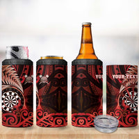 Personalised New Zealand Darts 4 in 1 Can Cooler Tumbler Maori Koru Dartboard Red Flame LT05 - Polynesian Pride