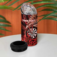 Personalised New Zealand Darts 4 in 1 Can Cooler Tumbler Maori Koru Dartboard Red Flame LT05 - Polynesian Pride