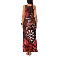 Personalised New Zealand Darts Family Matching Tank Maxi Dress and Hawaiian Shirt Maori Koru Dartboard Red Flame LT05 - Polynesian Pride