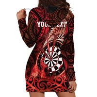 Personalised New Zealand Darts Hoodie Dress Maori Koru Dartboard Red Flame LT05 - Polynesian Pride