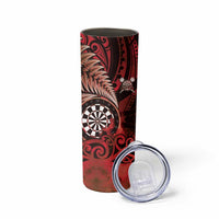 Personalised New Zealand Darts Skinny Tumbler Maori Koru Dartboard Red Flame LT05 - Polynesian Pride