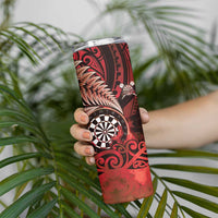 Personalised New Zealand Darts Skinny Tumbler Maori Koru Dartboard Red Flame LT05 - Polynesian Pride