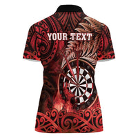 Personalised New Zealand Darts Women Polo Shirt Maori Koru Dartboard Red Flame LT05 - Polynesian Pride