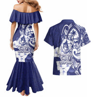 Guam Chief Quipuha Couples Matching Mermaid Dress and Hawaiian Shirt Polynesian Pattern With Guasali Flowers LT05 - Polynesian Pride