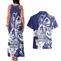 Guam Chief Quipuha Couples Matching Tank Maxi Dress and Hawaiian Shirt Polynesian Pattern With Guasali Flowers LT05 - Polynesian Pride