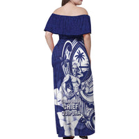 Guam Chief Quipuha Family Matching Off Shoulder Maxi Dress and Hawaiian Shirt Polynesian Pattern With Guasali Flowers LT05 - Polynesian Pride