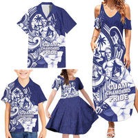 Guam Chief Quipuha Family Matching Summer Maxi Dress and Hawaiian Shirt Polynesian Pattern With Guasali Flowers LT05 - Polynesian Pride