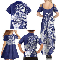 Guam Chief Quipuha Family Matching Summer Maxi Dress and Hawaiian Shirt Polynesian Pattern With Guasali Flowers LT05 - Polynesian Pride