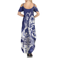 Guam Chief Quipuha Family Matching Summer Maxi Dress and Hawaiian Shirt Polynesian Pattern With Guasali Flowers LT05 - Polynesian Pride
