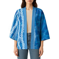 Hawaii Prince Kuhio Kimono Blue Hawaiian Lau Maia With Leis