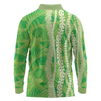 Hawaii Prince Kuhio Long Sleeve Polo Shirt Lime Green Hawaiian Lau Maia With Leis