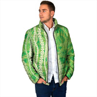 Hawaii Prince Kuhio Padded Jacket Lime Green Hawaiian Lau Maia With Leis