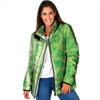 Hawaii Prince Kuhio Padded Jacket Lime Green Hawaiian Lau Maia With Leis