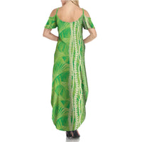 Hawaii Prince Kuhio Summer Maxi Dress Lime Green Hawaiian Lau Maia With Leis
