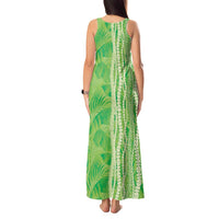 Hawaii Prince Kuhio Tank Maxi Dress Lime Green Hawaiian Lau Maia With Leis