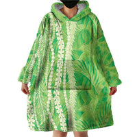 Hawaii Prince Kuhio Wearable Blanket Hoodie Lime Green Hawaiian Lau Maia With Leis LT05 - Polynesian Pride