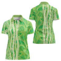 Hawaii Prince Kuhio Women Polo Shirt Lime Green Hawaiian Lau Maia With Leis LT05 - Polynesian Pride