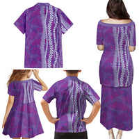 Hawaii Prince Kuhio Family Matching Puletasi and Hawaiian Shirt Violet Hawaiian Lau Maia With Leis LT05 - Polynesian Pride