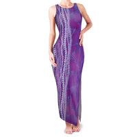 Hawaii Prince Kuhio Family Matching Tank Maxi Dress and Hawaiian Shirt Violet Hawaiian Lau Maia With Leis LT05 Mom's Dress Violet - Polynesian Pride