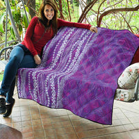 Hawaii Prince Kuhio Quilt Violet Hawaiian Lau Maia With Leis