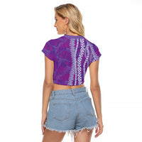 Hawaii Prince Kuhio Raglan Cropped T Shirt Violet Hawaiian Lau Maia With Leis