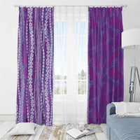 Hawaii Prince Kuhio Window Curtain Violet Hawaiian Lau Maia With Leis