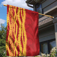 Hawaii Prince Kuhio Garden Flag Red Hawaiian Lau Maia With Leis