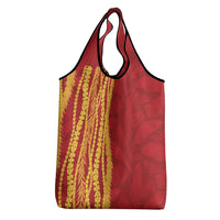 Hawaii Prince Kuhio Grocery Bag Red Hawaiian Lau Maia With Leis