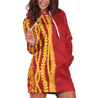 Hawaii Prince Kuhio Hoodie Dress Red Hawaiian Lau Maia With Leis LT05 Red - Polynesian Pride