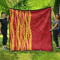 Hawaii Prince Kuhio Quilt Red Hawaiian Lau Maia With Leis
