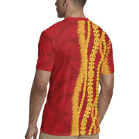 Hawaii Prince Kuhio Rugby Jersey Red Hawaiian Lau Maia With Leis