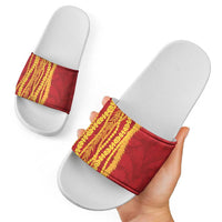 Hawaii Prince Kuhio Slide Sandals Red Hawaiian Lau Maia With Leis
