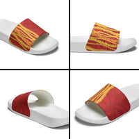 Hawaii Prince Kuhio Slide Sandals Red Hawaiian Lau Maia With Leis