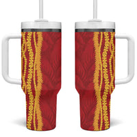 Hawaii Prince Kuhio Tumbler With Handle Red Hawaiian Lau Maia With Leis